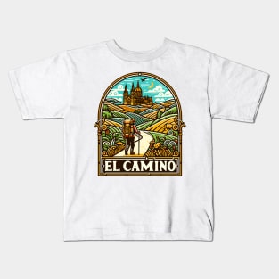 Buen Camino! El Camino de Santiago de Compostela - The Way of Saint James - Peregrino Pilgrim - Camino Frances Ingles Primitivo, Shirt, Hoodie, Mug, Tote, Sticker, Souvenir, etc Kids T-Shirt